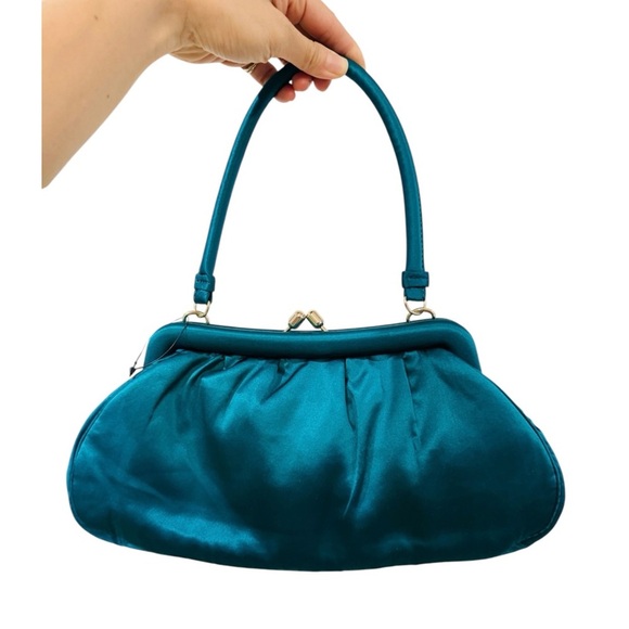 Banana Republic Handbags - Banana Republic 100% silk teal small shoulder bag NWOT